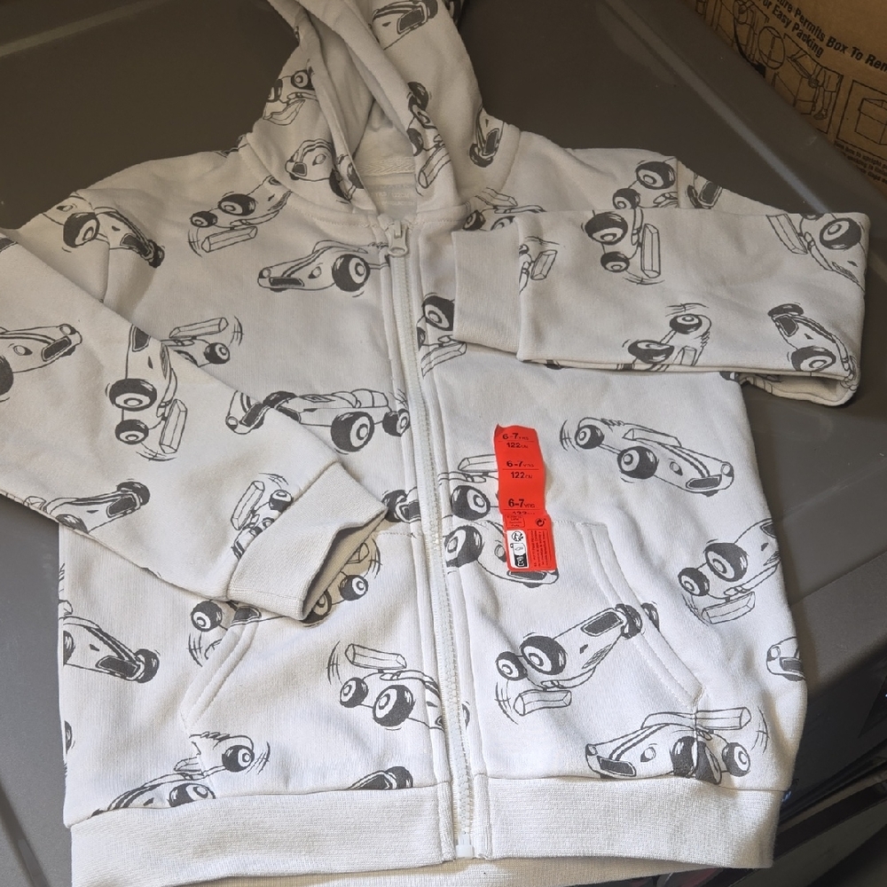 Kids Hoodie Jacket with Car Print